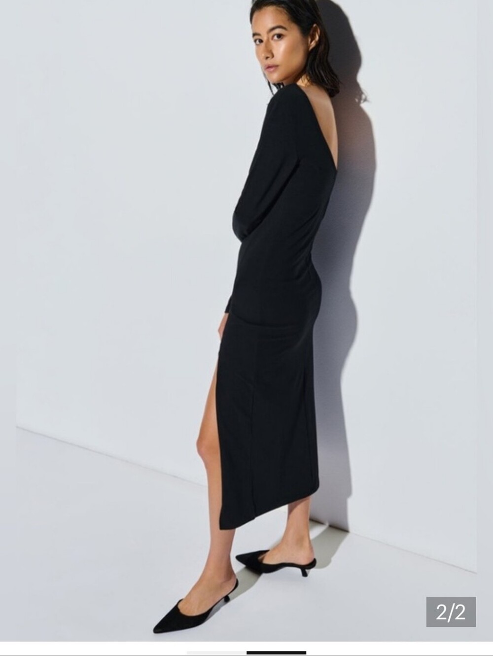 Nation LTD Alma Black Long-Sleeve Midi Dress, Size XS NWOT